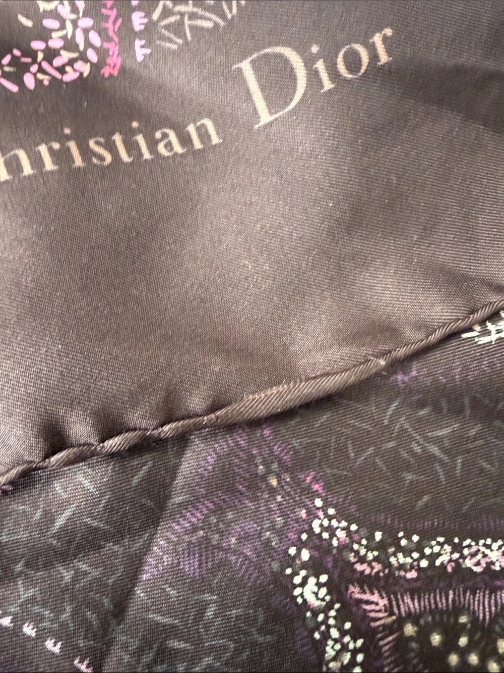 Christian Dior large Vintage burgundy pink brown silk scarf